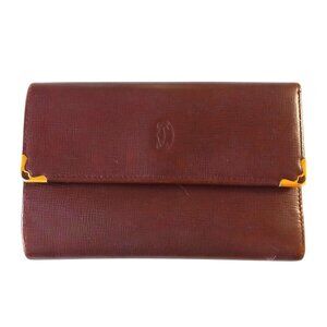 Authentic Vintage Cartier Paris Burgundy large curved Leather Wallet